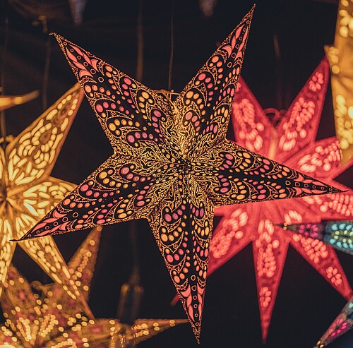 Weihnachtssterne auf Weihnachtsmarkt im Allgäu - Alpsee Camping Immenstadt