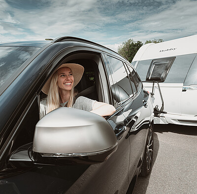 Anreise am Campingplatz mit Auto und Wohnwagen - Alpsee Camping Immenstadt