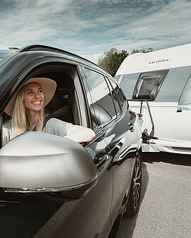 Anreise am Campingplatz mit Auto und Wohnwagen - Alpsee Camping Immenstadt